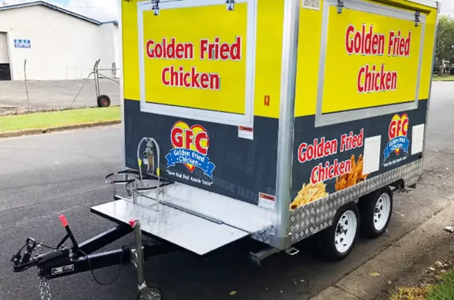 Golden Fried Chicken GFC Food Van Trailer for sale contact GFC on (07) 5473 9955.